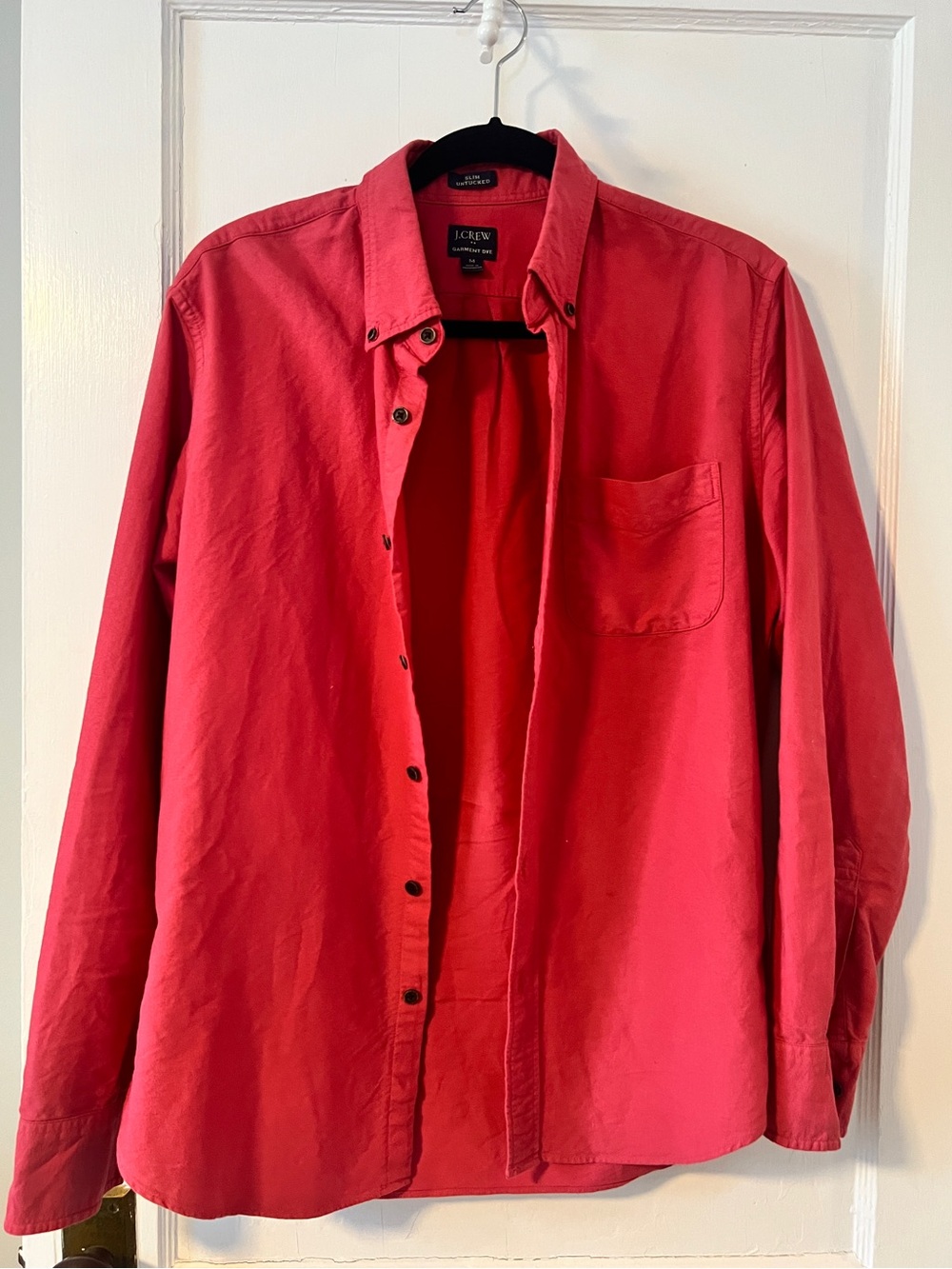 J.Crew Garment-Dyed Button Up Untucked Mens Medium Tomato Red Coastal preppy
